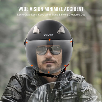 3/4-Face Motorcycle Helmet Motocross Helmet with Bluetooth Communication.