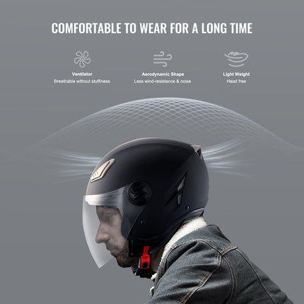 3/4-Face Motorcycle Helmet Motocross Helmet with Bluetooth Communication.