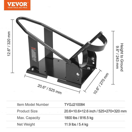 Motorcycle Wheel Chock, 816.5 kg Capacity Wheel Cradle Holder, Heavy-duty Steel Motorcycle Front Wheel Stand with 3 Adjustable Holes, For 381-533.4 mm Off-Road Motorcycles, Standard Motorcycles.