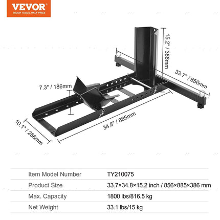 Motorcycle Wheel Chock Upright, 816.5 kg Capacity, Heavy-duty Steel Motorcycle Front Wheel Stand with 6 Adjustable Holes, For 381-558.8 mm Off-Road Motorcycles, Standard Motorcycles.