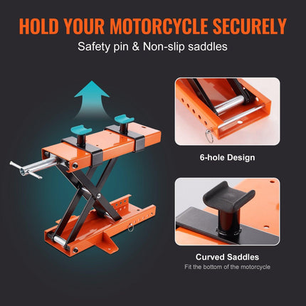Motorcycle Lift Scissor Jack Stand 1100 Lb with Saddle ATV Lift Dirt Bike.