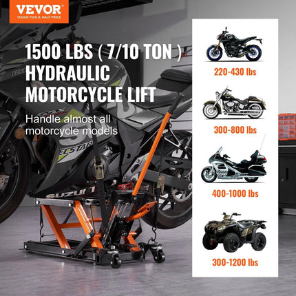 VEVOR Motorcycle Hydraulic Pump Jack 1500 LBS ATV Dirt Bike Stand.