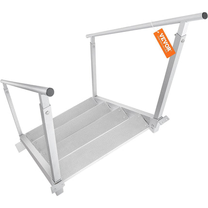 Dock Ladder 4 Step, Dock Stairs 30''-38'' Adjustable Height, 227 kgs Load Capacity, Aluminum Pontoon Boat Ladder with Dual Handrails & Nonslip Mat for Ship/Lake/Pool/Marine Boarding.