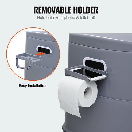 Portable Toilet for Camping, Porta Potty with 5L Detachable Inner Bucket & Removable Paper Holder, Commode with Dual Lids, Travel Toilet for Adults Kids Outdoor Camping Car Long Road Trips.