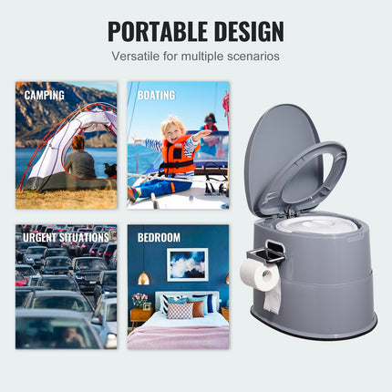 Portable Toilet for Camping, Porta Potty with 5L Detachable Inner Bucket & Removable Paper Holder, Commode with Dual Lids, Travel Toilet for Adults Kids Outdoor Camping Car Long Road Trips.