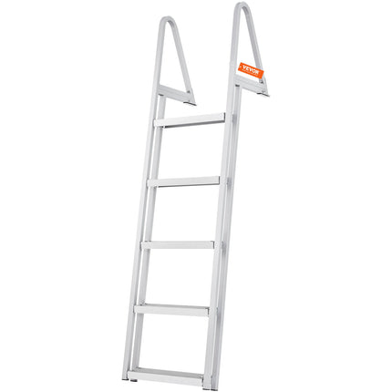 Removable Dock Ladder 5 Steps, 159 kg Load Capacity, Pontoon Boat Ladder with 4'' Wide Step & Nonslip Design for Ship/Lake/Pool/Marine Boarding.