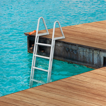 Removable Dock Ladder 5 Steps, 159 kg Load Capacity, Pontoon Boat Ladder with 4'' Wide Step & Nonslip Design for Ship/Lake/Pool/Marine Boarding.