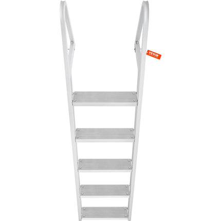 Removable Dock Ladder 5 Steps, 159 kg Load Capacity, Pontoon Boat Ladder with 4'' Wide Step & Nonslip Design for Ship/Lake/Pool/Marine Boarding.