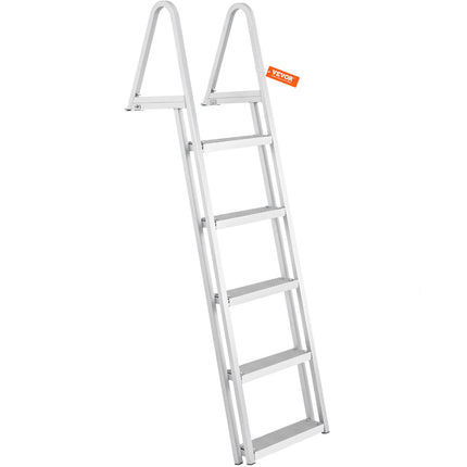 Removable Dock Ladder 5 Steps, 159 kg Load Capacity, Pontoon Boat Ladder with 4'' Wide Step & Nonslip Design for Ship/Lake/Pool/Marine Boarding.