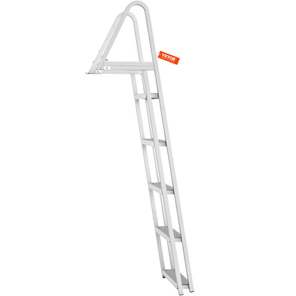Removable Dock Ladder 5 Steps, 159 kg Load Capacity, Pontoon Boat Ladder with 4'' Wide Step & Nonslip Design for Ship/Lake/Pool/Marine Boarding.