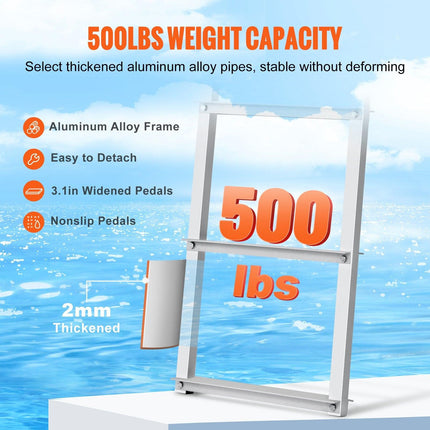 Dock Ladder, Removable 3 Steps, 227 kg Load Capacity, Aluminum Alloy Pontoon Boat Ladder with 7.9 cm Wide Step & Nonslip Rubber Mat, Easy to Install for Ship/Lake/Pool/Marine Boarding.