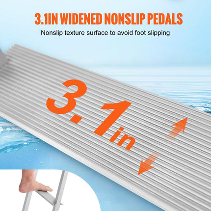 Dock Ladder, Removable 3 Steps, 227 kg Load Capacity, Aluminum Alloy Pontoon Boat Ladder with 7.9 cm Wide Step & Nonslip Rubber Mat, Easy to Install for Ship/Lake/Pool/Marine Boarding.