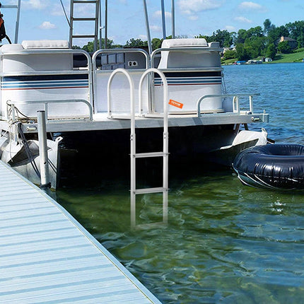 Dock Ladder, Removable 3 Steps, 227 kg Load Capacity, Aluminum Alloy Pontoon Boat Ladder with 7.9 cm Wide Step & Nonslip Rubber Mat, Easy to Install for Ship/Lake/Pool/Marine Boarding.