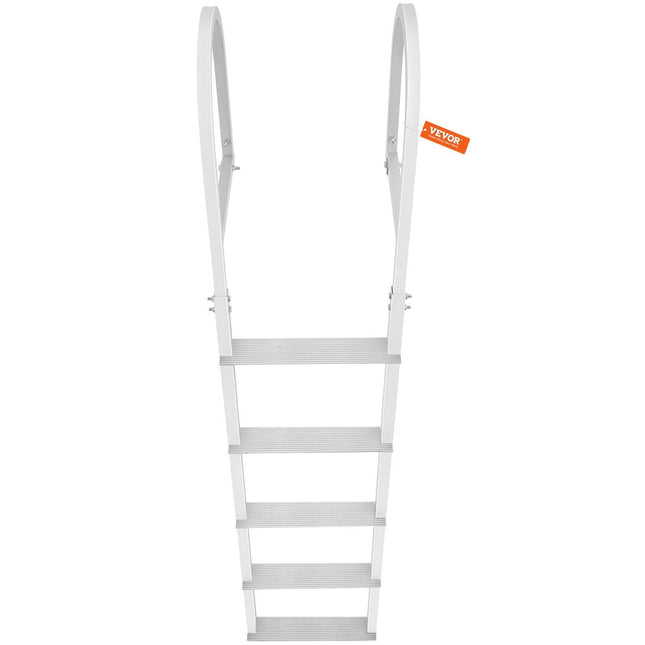 Dock Ladder, Removable 5 Steps, 227 kgs Load Capacity, Aluminum Alloy Pontoon Boat Ladder with 3.1'' Wide Step & Nonslip Rubber Mat, Easy to Install for Ship/Lake/Pool/Marine Boarding.