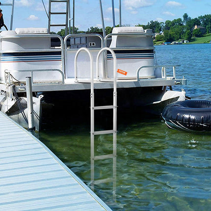 Dock Ladder, Removable 5 Steps, 227 kgs Load Capacity, Aluminum Alloy Pontoon Boat Ladder with 3.1'' Wide Step & Nonslip Rubber Mat, Easy to Install for Ship/Lake/Pool/Marine Boarding.