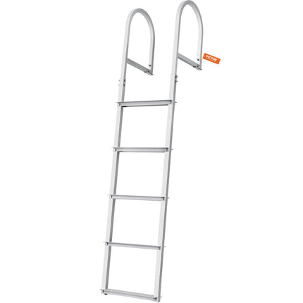 Dock Ladder, Removable 5 Steps, 227 kgs Load Capacity, Aluminum Alloy Pontoon Boat Ladder with 3.1'' Wide Step & Nonslip Rubber Mat, Easy to Install for Ship/Lake/Pool/Marine Boarding.
