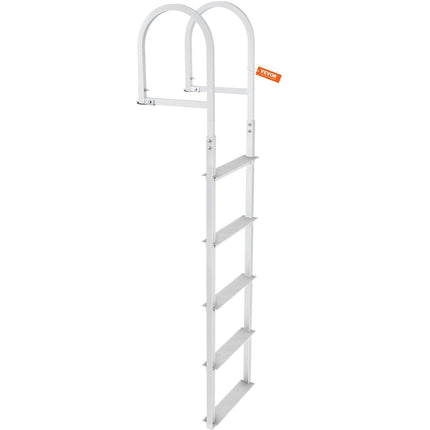 Dock Ladder, Removable 5 Steps, 227 kgs Load Capacity, Aluminum Alloy Pontoon Boat Ladder with 3.1'' Wide Step & Nonslip Rubber Mat, Easy to Install for Ship/Lake/Pool/Marine Boarding.