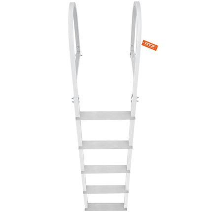 Dock Ladder, Removable 5 Steps, 227 kgs Load Capacity, Aluminum Alloy Pontoon Boat Ladder with 3.1'' Wide Step & Nonslip Rubber Mat, Easy to Install for Ship/Lake/Pool/Marine Boarding.