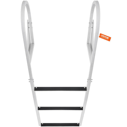 Dock Ladder, Flip-Up 3 Steps, 159 kg Load Capacity, Aluminum Alloy Pontoon Boat Ladder with 50.8 mm Wide Step & Nonslip Rubber Mat, Easy to Install for Ship/Lake/Pool/Marine Boarding.