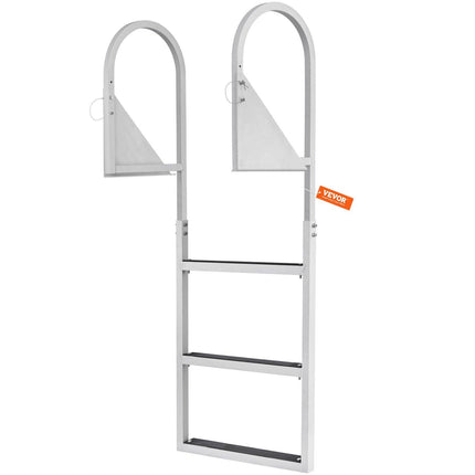 Dock Ladder, Flip-Up 3 Steps, 159 kg Load Capacity, Aluminum Alloy Pontoon Boat Ladder with 50.8 mm Wide Step & Nonslip Rubber Mat, Easy to Install for Ship/Lake/Pool/Marine Boarding.