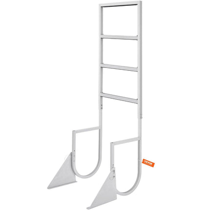 Dock Ladder, Flip-Up 4 Steps, 159 kg Load Capacity, Aluminum Alloy Pontoon Boat Ladder with 50.8 mm Wide Step & Nonslip Rubber Mat, Easy to Install for Ship/Lake/Pool/Marine Boarding.