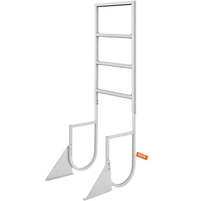 Dock Ladder, Flip-Up 4 Steps, 159 kg Load Capacity, Aluminum Alloy Pontoon Boat Ladder with 50.8 mm Wide Step & Nonslip Rubber Mat, Easy to Install for Ship/Lake/Pool/Marine Boarding.