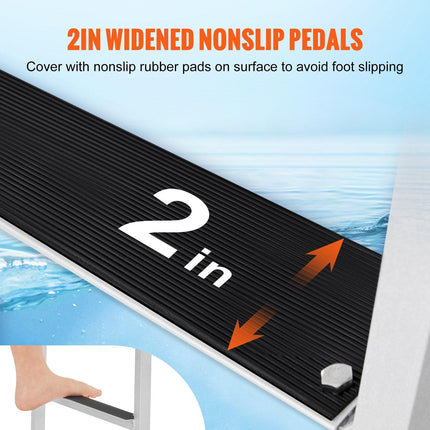 Dock Ladder, Flip-Up 4 Steps, 159 kg Load Capacity, Aluminum Alloy Pontoon Boat Ladder with 50.8 mm Wide Step & Nonslip Rubber Mat, Easy to Install for Ship/Lake/Pool/Marine Boarding.