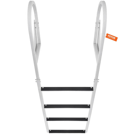 Dock Ladder, Flip-Up 4 Steps, 159 kg Load Capacity, Aluminum Alloy Pontoon Boat Ladder with 50.8 mm Wide Step & Nonslip Rubber Mat, Easy to Install for Ship/Lake/Pool/Marine Boarding.