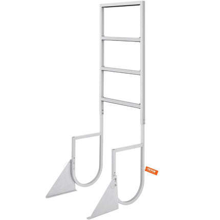 Dock Ladder, Flip-Up 4 Steps, 159 kg Load Capacity, Aluminum Alloy Pontoon Boat Ladder with 50.8 mm Wide Step & Nonslip Rubber Mat, Easy to Install for Ship/Lake/Pool/Marine Boarding.