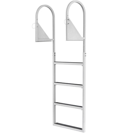 Dock Ladder, Flip-Up 4 Steps, 159 kg Load Capacity, Aluminum Alloy Pontoon Boat Ladder with 50.8 mm Wide Step & Nonslip Rubber Mat, Easy to Install for Ship/Lake/Pool/Marine Boarding.