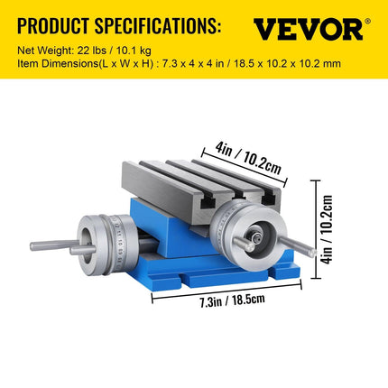 Milling Machine Cross Slide Worktable 4''x7.3'' 2 Axis Compound Precision.