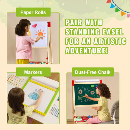 Easel Accessory Set Chalk & Markers & Paper Rolls 32PCS for Standing Easel.