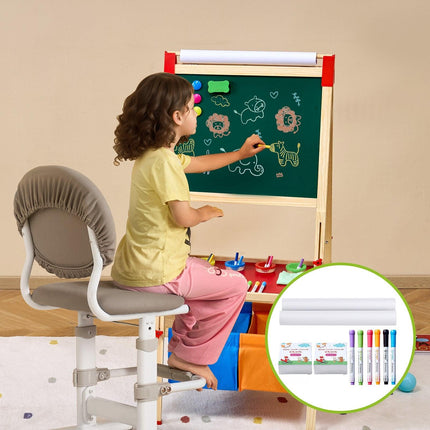 Easel Accessory Set Chalk & Markers & Paper Rolls 32PCS for Standing Easel.