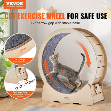 Cat Exercise Wheel, Large Cat Treadmill Wheel for Indoor Cats, 35.8 inch Cat Running Wheel with Detachable Carpet and Cat Teaser for Running/Walking/Training, Suitable for Most Cats.