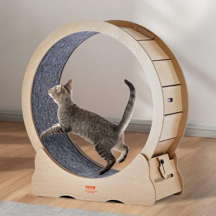 Cat Exercise Wheel, Large Cat Treadmill Wheel for Indoor Cats, 35.8 inch Cat Running Wheel with Detachable Carpet and Cat Teaser for Running/Walking/Training, Suitable for Most Cats.