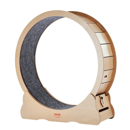 Wooden Cat Exercise Wheel, 43.3" Large Cat Treadmill Wheel for Indoor Cats, Cat Running Wheel with Detachable Carpet & Cat Teaser for Running/Walking/Training, Suitable for Most Cats Yellow.