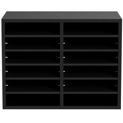 Wood Literature Organizer Adjustable File Sorter 12 Compartments Black.