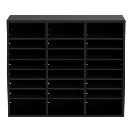 Wood Literature Organizer Adjustable File Sorter 24 Compartments Black.