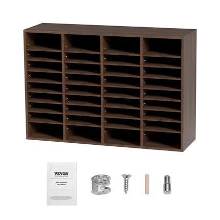 Literature Organizers, 36 Compartments Office Mailbox with Adjustable Shelves, Wood Literature Sorter 997x305x680 mm for Office, Home, Classroom, Mailrooms Organization, EPA Certified Brown.