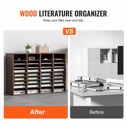 Literature Organizers, 36 Compartments Office Mailbox with Adjustable Shelves, Wood Literature Sorter 997x305x680 mm for Office, Home, Classroom, Mailrooms Organization, EPA Certified Brown.