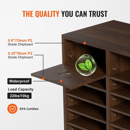 Literature Organizers, 36 Compartments Office Mailbox with Adjustable Shelves, Wood Literature Sorter 997x305x680 mm for Office, Home, Classroom, Mailrooms Organization, EPA Certified Brown.