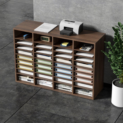Literature Organizers, 36 Compartments Office Mailbox with Adjustable Shelves, Wood Literature Sorter 997x305x680 mm for Office, Home, Classroom, Mailrooms Organization, EPA Certified Brown.