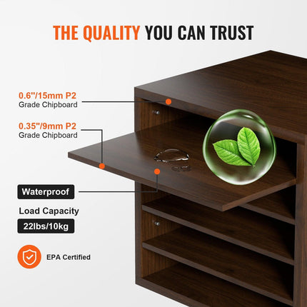 Wood Literature Organizer Adjustable File Sorter 5 Compartments Brown.