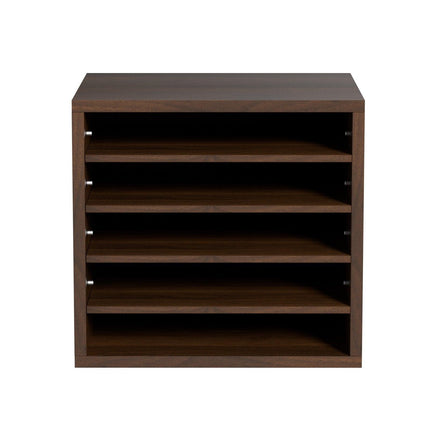 Wood Literature Organizer Adjustable File Sorter 5 Compartments Brown.