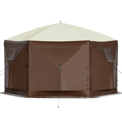 Pop-up Camping Gazebo Camping Canopy Shelter 6 Sided 10' x 10' Sun Shade.