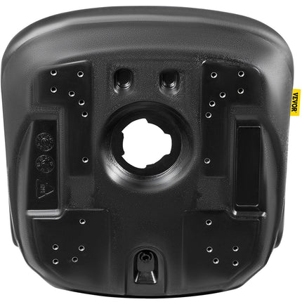 Universal Lawn Tractor Seat Replacement, Compact High Back Mower Seat, Black Vinyl Forklift Seat, Central Drain Hole Skid Steer Seat with Mounting Bolt Patterns of 8" x 11.5" & 11.25" x 11.5".