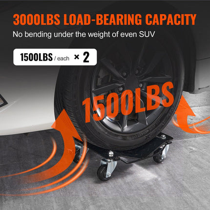 Car Dolly Wheel Tire Dolly 2 PCS Heavy Duty Skate Auto Repair Dolly 3000LB.