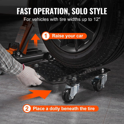 Car Dolly Wheel Tire Dolly 2 PCS Heavy Duty Skate Auto Repair Dolly 3000LB.