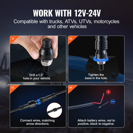 2 PCS 3 FT Whip Light, APP & RF Remote Control Led Whip Light, Waterproof RGB Chasing Lighted Whips with 4 Flags, for UTVs, ATVs, Motorcycles, RZR, Can-am, Trucks, Off-road, Go-karts.