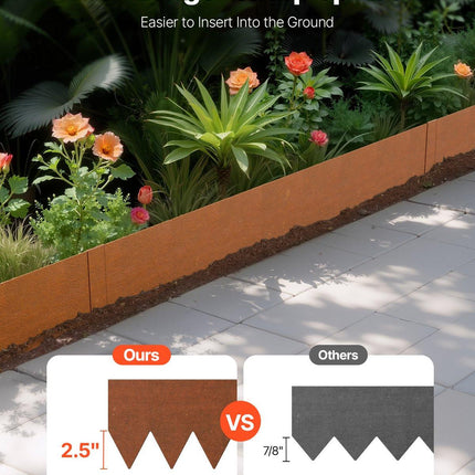 Steel Landscape Edging, 6 Packs 40 x 6 in Weather-Resistant & Pre-Rust Metal Landscape Edging, Bendable Garden Edging Border, Heavy Duty Lawn Edging, Flower Bed Yard Pathway Divider.